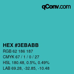 Color code: HEX #3EBABB | qconv.com