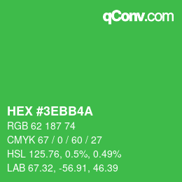 Color code: HEX #3EBB4A | qconv.com