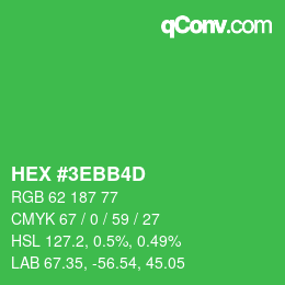 Color code: HEX #3EBB4D | qconv.com