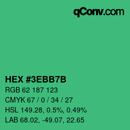 Color code: HEX #3EBB7B | qconv.com