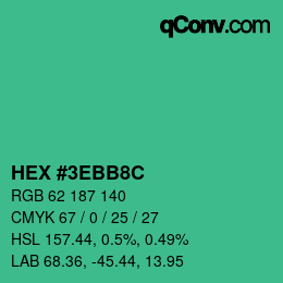 カラーコード: HEX #3EBB8C | qconv.com