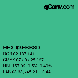 Color code: HEX #3EBB8D | qconv.com