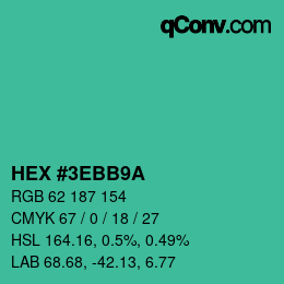 Color code: HEX #3EBB9A | qconv.com