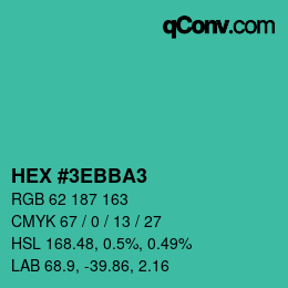 カラーコード: HEX #3EBBA3 | qconv.com