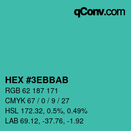Color code: HEX #3EBBAB | qconv.com