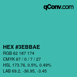 Color code: HEX #3EBBAE | qconv.com