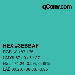 Color code: HEX #3EBBAF | qconv.com