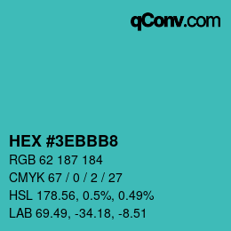 Color code: HEX #3EBBB8 | qconv.com