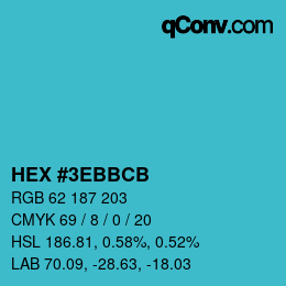 Color code: HEX #3EBBCB | qconv.com