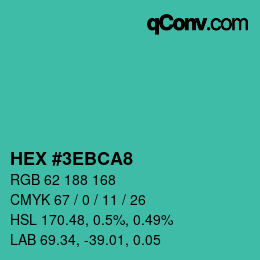 カラーコード: HEX #3EBCA8 | qconv.com