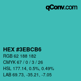 Color code: HEX #3EBCB6 | qconv.com