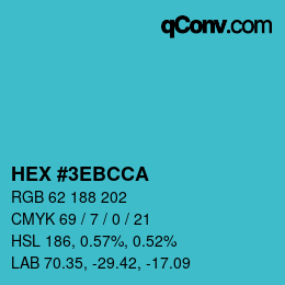 Color code: HEX #3EBCCA | qconv.com