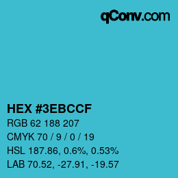 Color code: HEX #3EBCCF | qconv.com