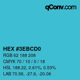 Color code: HEX #3EBCD0 | qconv.com