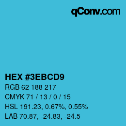Color code: HEX #3EBCD9 | qconv.com