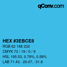 Color code: HEX #3EBCE8 | qconv.com
