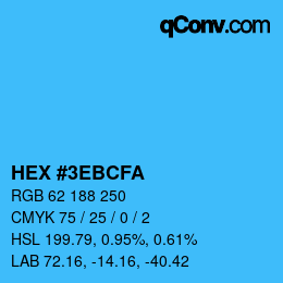 Color code: HEX #3EBCFA | qconv.com