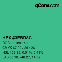 Color code: HEX #3EBD8C | qconv.com