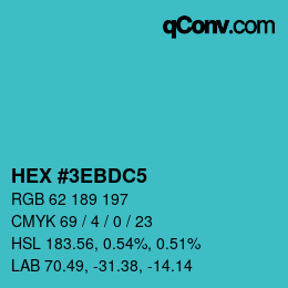 カラーコード: HEX #3EBDC5 | qconv.com