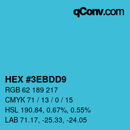 Color code: HEX #3EBDD9 | qconv.com