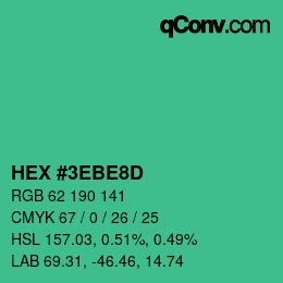 Color code: HEX #3EBE8D | qconv.com
