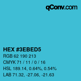 Farbcode: HEX #3EBED5 | qconv.com