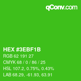 Color code: HEX #3EBF1B | qconv.com