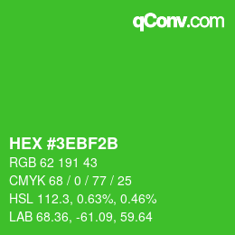 Code couleur: HEX #3EBF2B | qconv.com