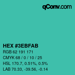 Color code: HEX #3EBFAB | qconv.com