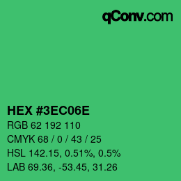 Color code: HEX #3EC06E | qconv.com