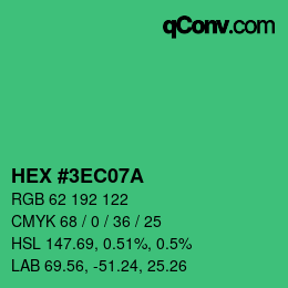 カラーコード: HEX #3EC07A | qconv.com