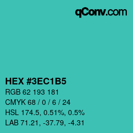 カラーコード: HEX #3EC1B5 | qconv.com