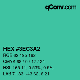 颜色代码: HEX #3EC3A2 | qconv.com
