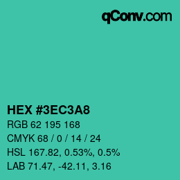 颜色代码: HEX #3EC3A8 | qconv.com