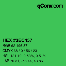 颜色代码: HEX #3EC457 | qconv.com