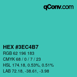 颜色代码: HEX #3EC4B7 | qconv.com