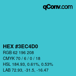 カラーコード: HEX #3EC4D0 | qconv.com