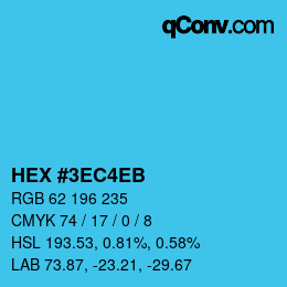 Color code: HEX #3EC4EB | qconv.com
