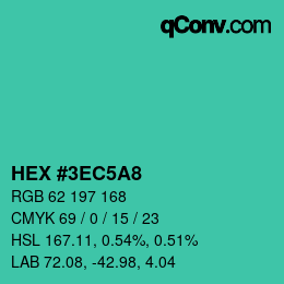 Color code: HEX #3EC5A8 | qconv.com