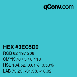カラーコード: HEX #3EC5D0 | qconv.com