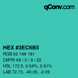 カラーコード: HEX #3EC6B5 | qconv.com