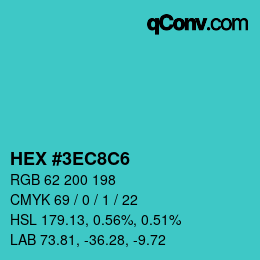 Color code: HEX #3EC8C6 | qconv.com