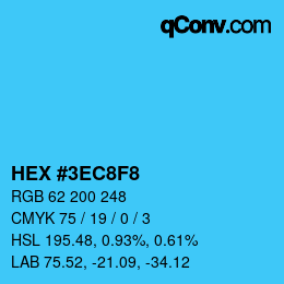 カラーコード: HEX #3EC8F8 | qconv.com