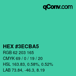 颜色代码: HEX #3ECBA5 | qconv.com