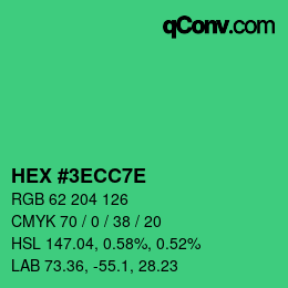 Color code: HEX #3ECC7E | qconv.com