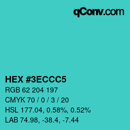 カラーコード: HEX #3ECCC5 | qconv.com