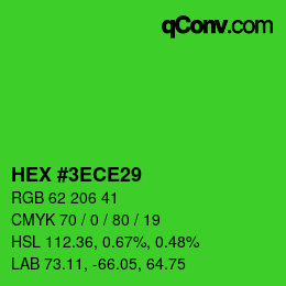カラーコード: HEX #3ECE29 | qconv.com