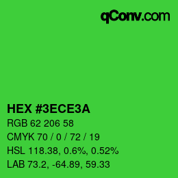 カラーコード: HEX #3ECE3A | qconv.com