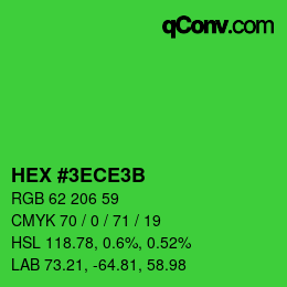 Code couleur: HEX #3ECE3B | qconv.com