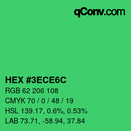 Color code: HEX #3ECE6C | qconv.com
